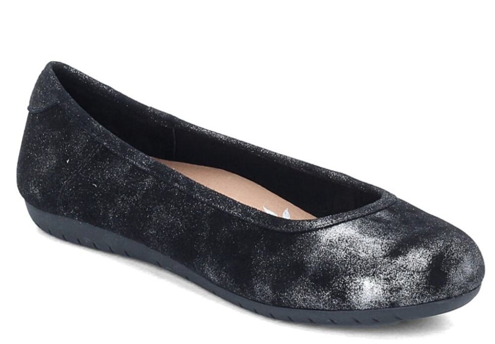 Taos Rascal Ballet Flats WMNS 8 Black Silver Metallic Leather Slip On RAS-13715